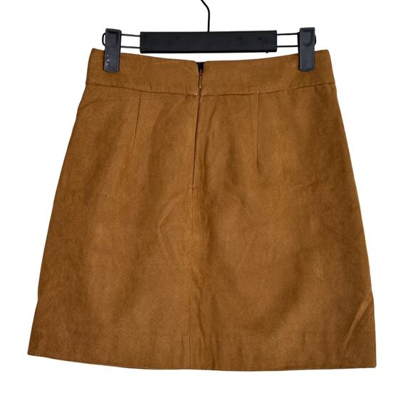 J. Crew Faux Suede Mini Skirt Lined Pockets 00 Walnut Tan Style BC892 #3291 - Picture 4 of 14